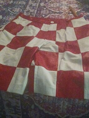 Red and White Checkered Mini Skirt